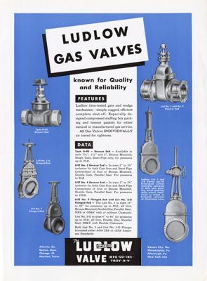 Ludlow Valve advertisement for gas valves