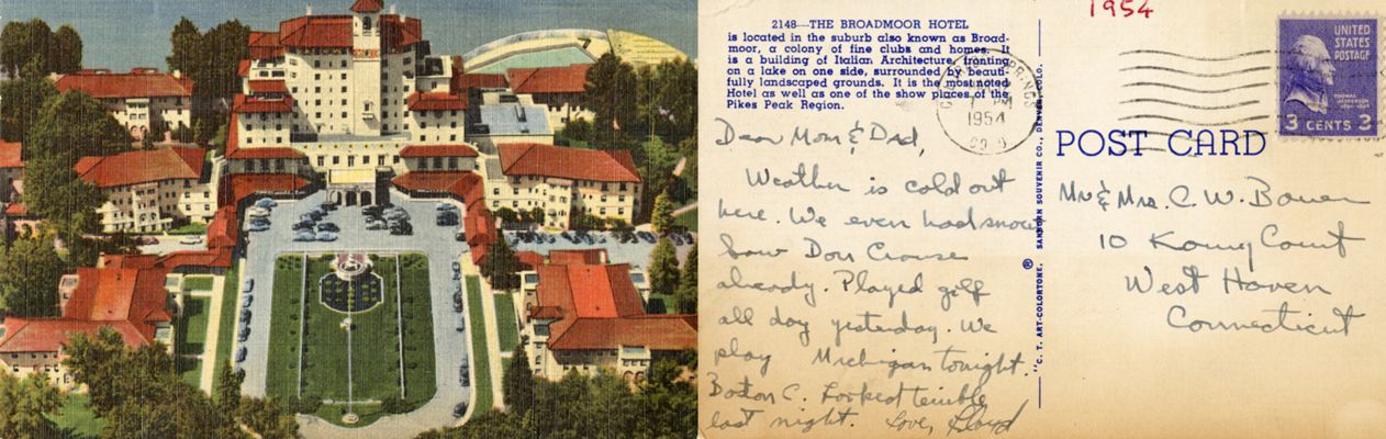 Lloyd Bauer postcard to his parents, 1954