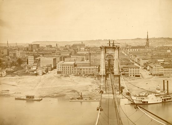 Construction of Covington & Cincinnati Bridge